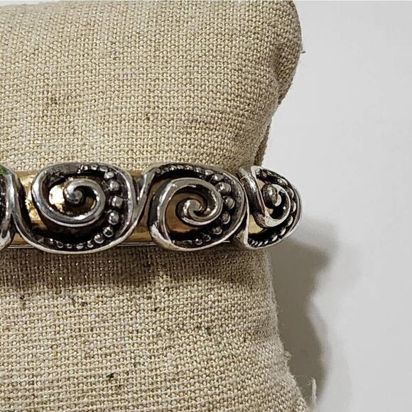 Brighton retired Love Story mixed metals hinged bangle bracelet - Picture 6 of 7
